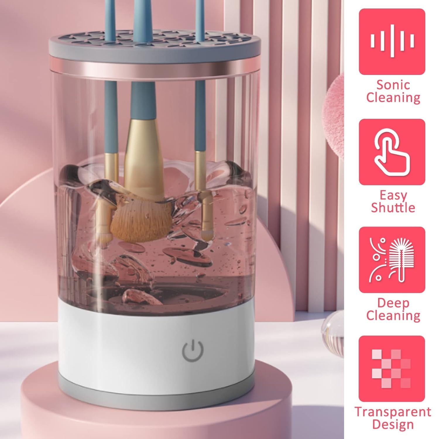 Automatic Makeup Brush Cleaner Fast Electric Brush Cleaner Hand Free Machine Super Clean Brush Washer & Brushes Organizer Tool (1 Pc) Your Brand