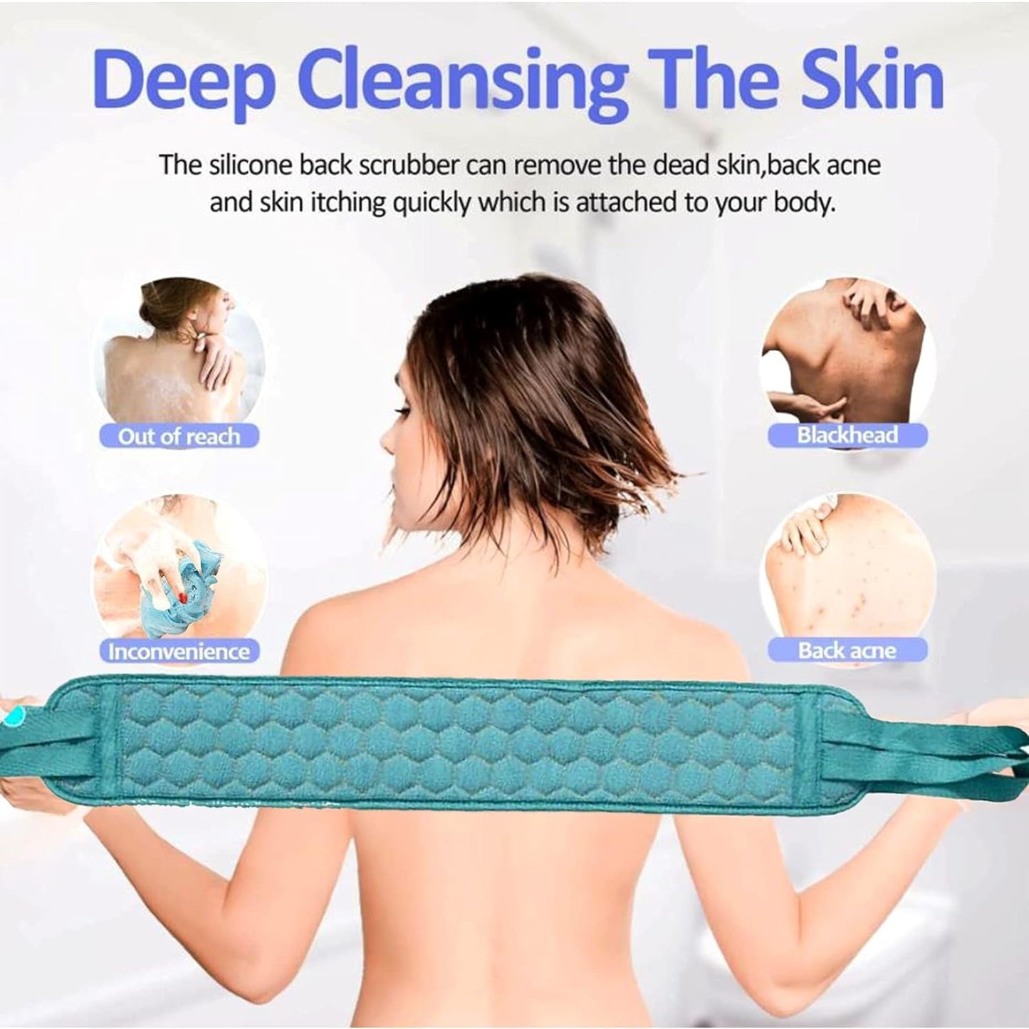 Bath Shower Set Scrubber Loofah Sponge Pouf, Bath Brush Extra Long Dual Sided Scrubber Long Lasting Deep Clean Super Soft, Body Scrubber For Men Woman (2 Pcs Set) Your Brand