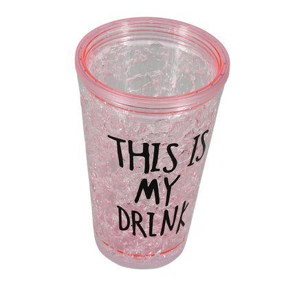 Plastic Creative Cold Drink Cup, Reusable Tea Coffee Tumbler with Lid and Straw, Double Wall Plastic Drinking Sport Bottle, Travel Tumbler Your Brand