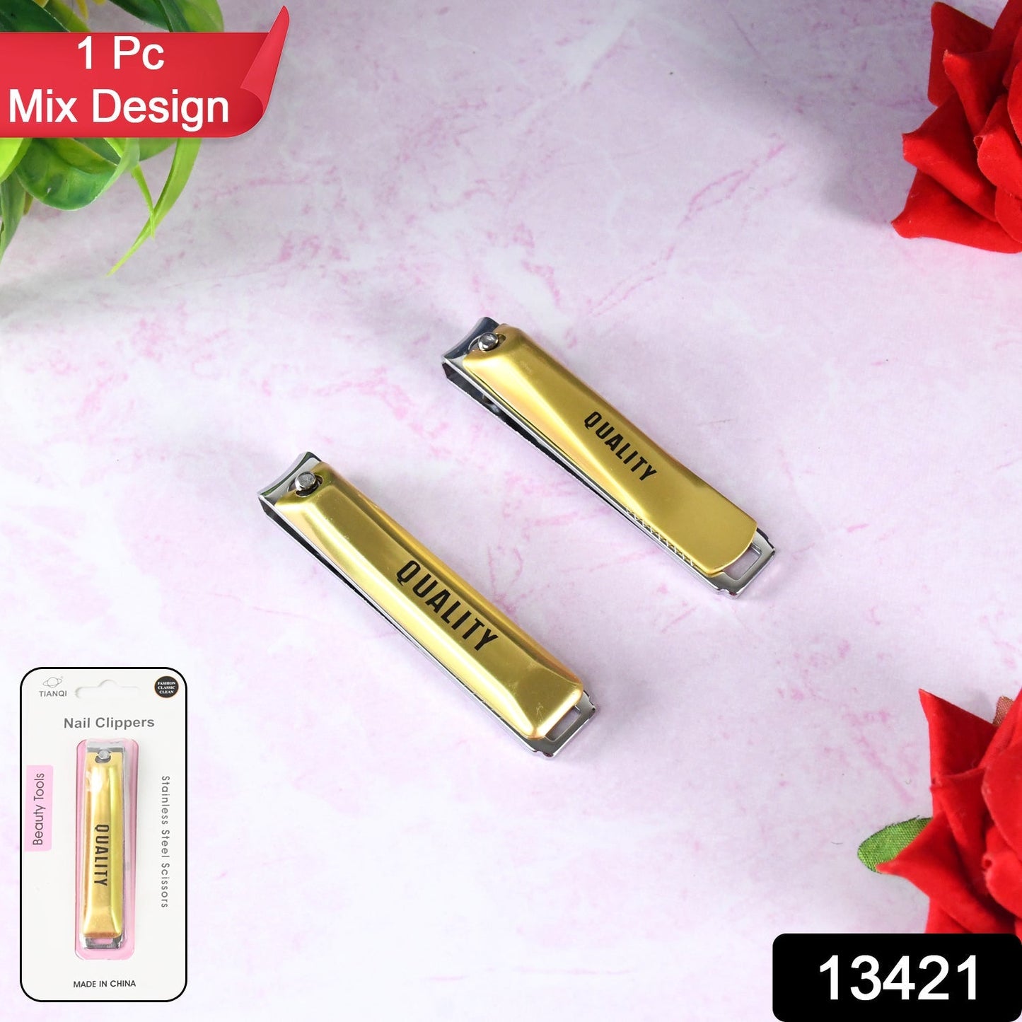 Stainless Steel Folding Portable Large Nail Clippers with Nail File (1 Pc / Mix Design) Your Brand