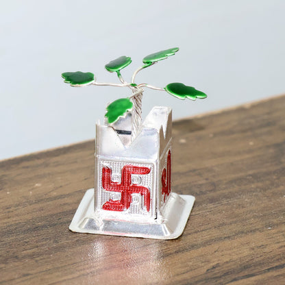 Tulsi Plant Miniature Idol with Mandir Kalash Base - (1 Pc)