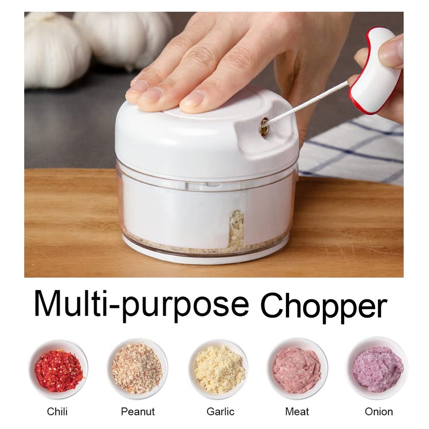 Manual Mini Food Processor Vegetable Chopper Hand Pull String Onion Chopper (1 Pc) Your Brand