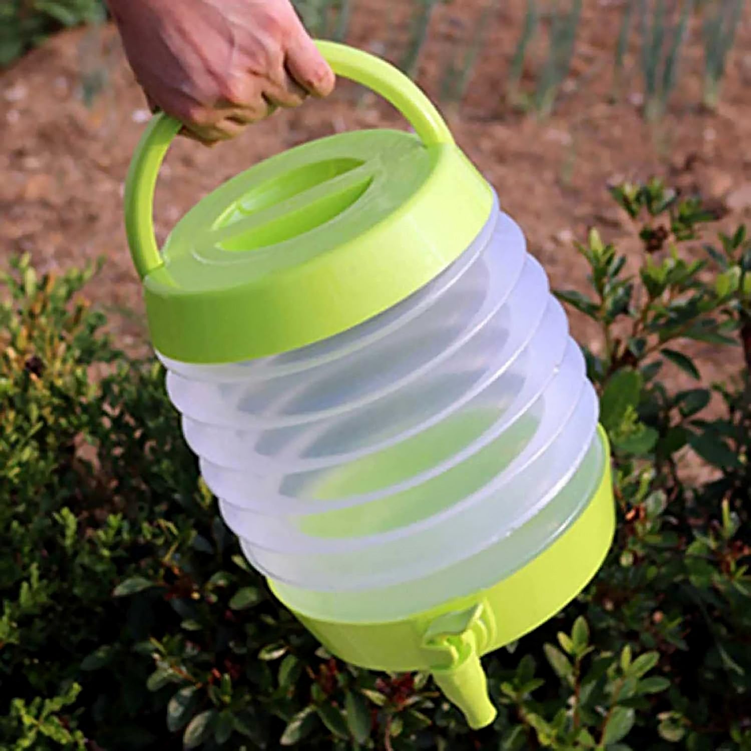 Plastic Collapsible Beverages Container with Tap Cold Drink Dispenser Folding Water Storage Water Jug Tank for Home and Outdoor Party Traveling Picnic (3.5 Litter/ Multicolor) Your Brand