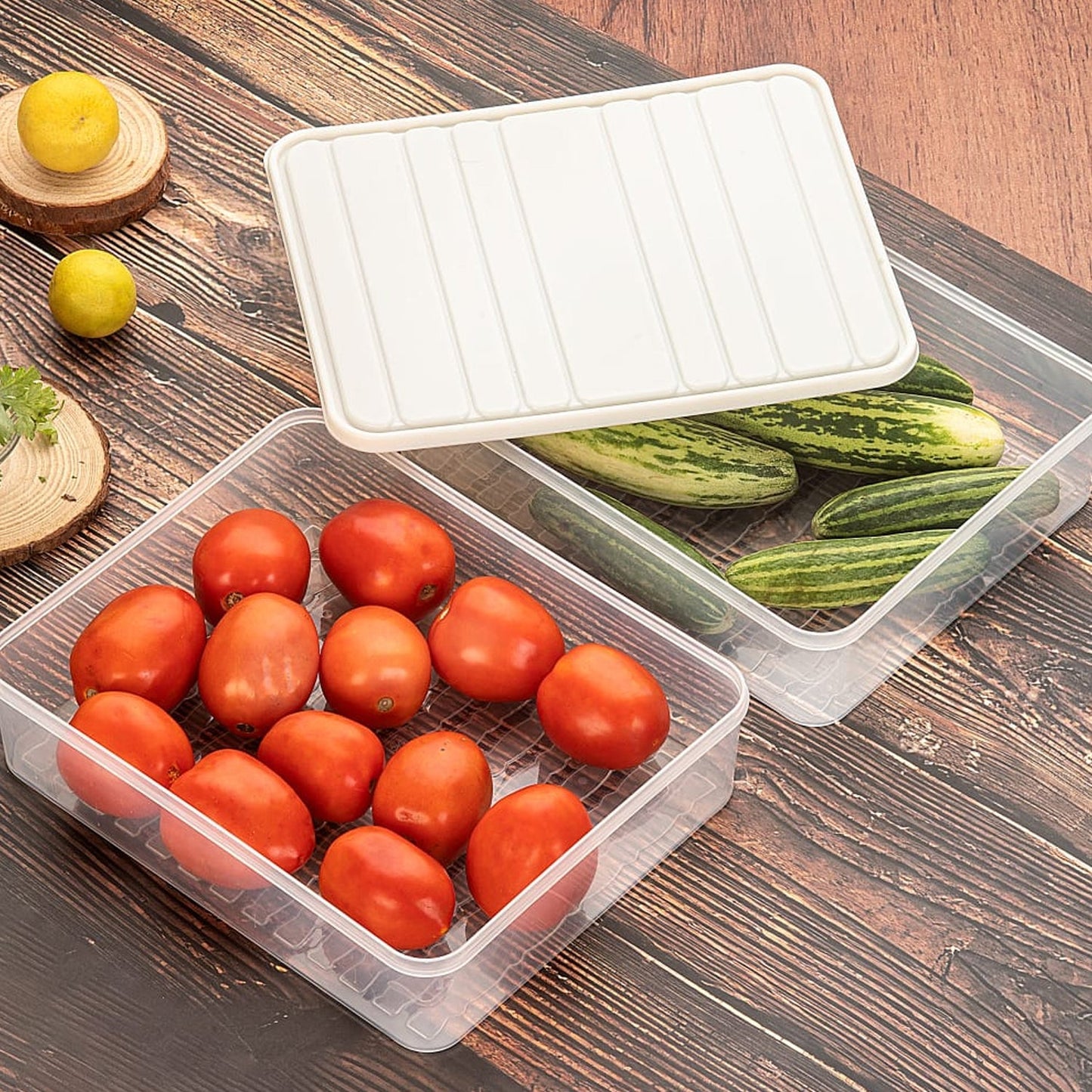 Plastic Food Storage Container for Fridge, fridge storage boxes with Lid Stackable Fridge Storage Containers freeze organizer items and storage, vegetable storage box for fridge, (3 Pcs set) Your Brand