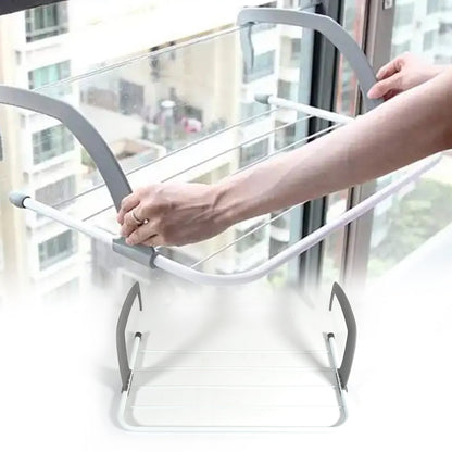 Metal Steel Folding Drying Rack for Clothes Balcony Laundry Hanger for Small Clothes Drying Hanger Metal Clothes Drying Stand, Socks and Plant Storage Holder Outdoor / Indoor Clothes-Towel Drying Rack Hanging on The Door Bathroom Your Brand