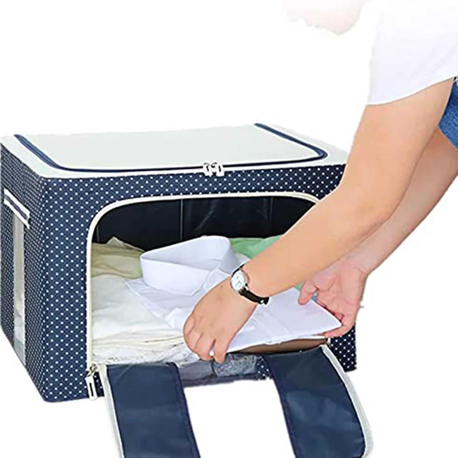 Foldable Steel Frame Clothes Living Storage Organizer Handled Bag Your Brand