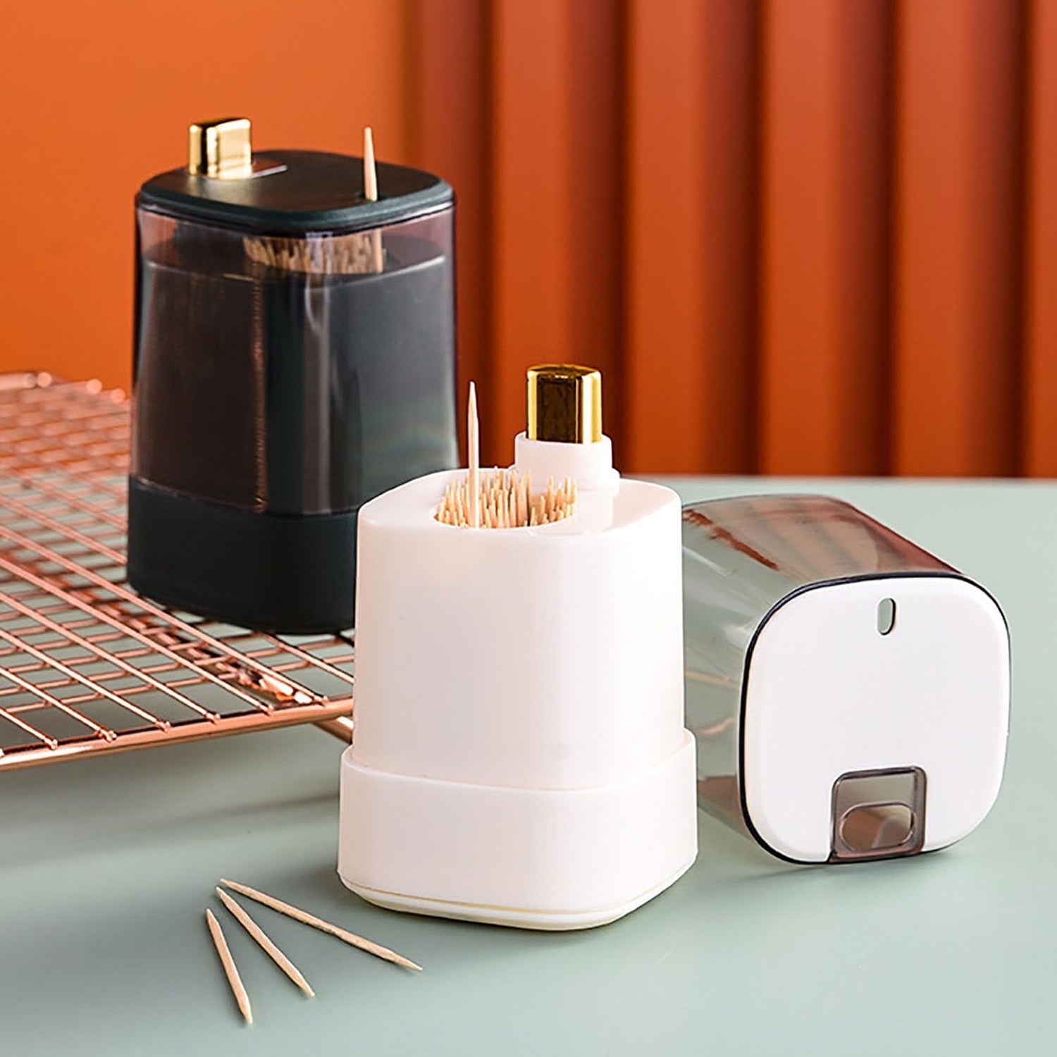 Toothpick Holder Dispensers, Automatic Toothpicks Container, Toothpicks Storage Dispensers Box, for Home Living room Kitchen Restaurant (1 Pc) Your Brand