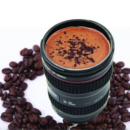 0720 Camera Lens Shaped Coffee Mug Flask With Lid Wukusy