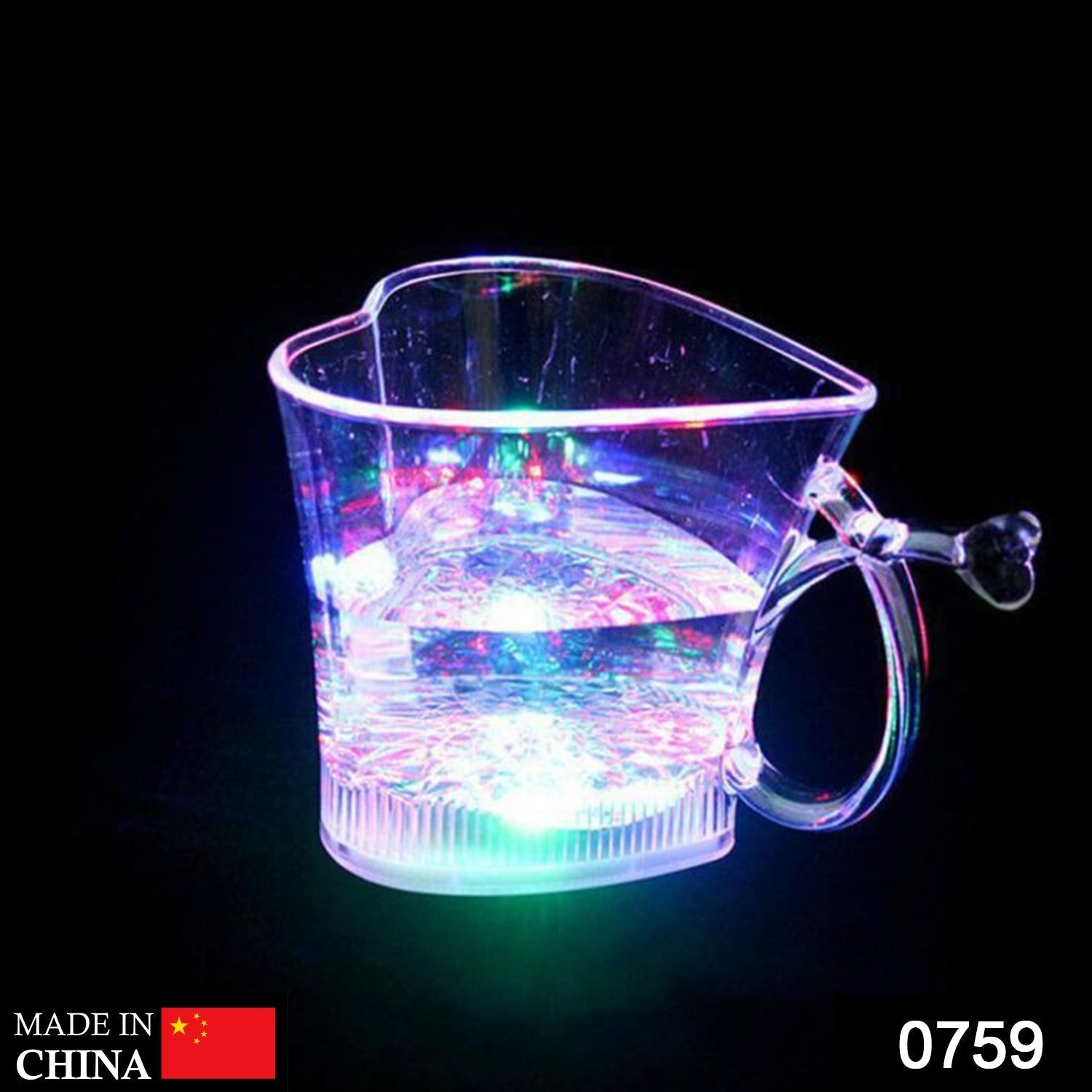 Heart Shape Activated Blinking Led Glass Cup Your Brand