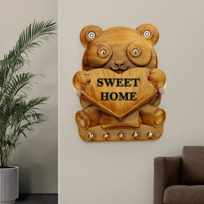 Cute Plastic Panda Key Holder, Wall Key Rack with 5 Hooks (1 Pc) Your Brand