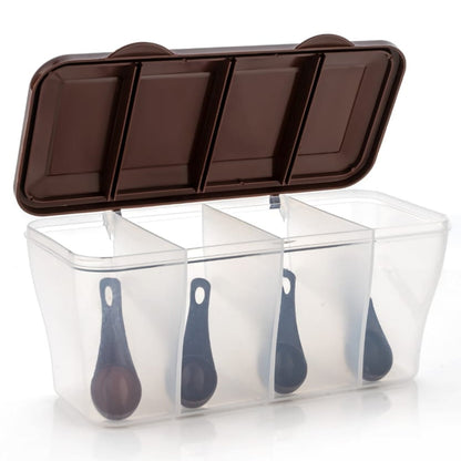 Kitchen Airtight 4-Section Storage Container / Pickle Jar 4 Spoons (1 Pc / Mix Color)