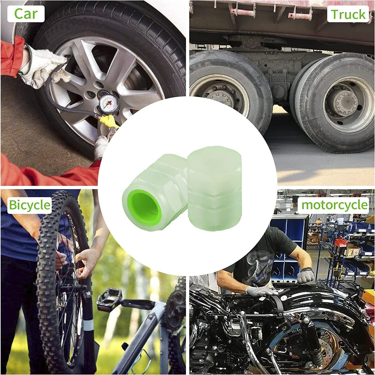 Tyre Valve Caps Luminous Glow Car Tire Air Stem Valve Cap Covers vaal cap ( 4 Pcs Mix Colour) Your Brand