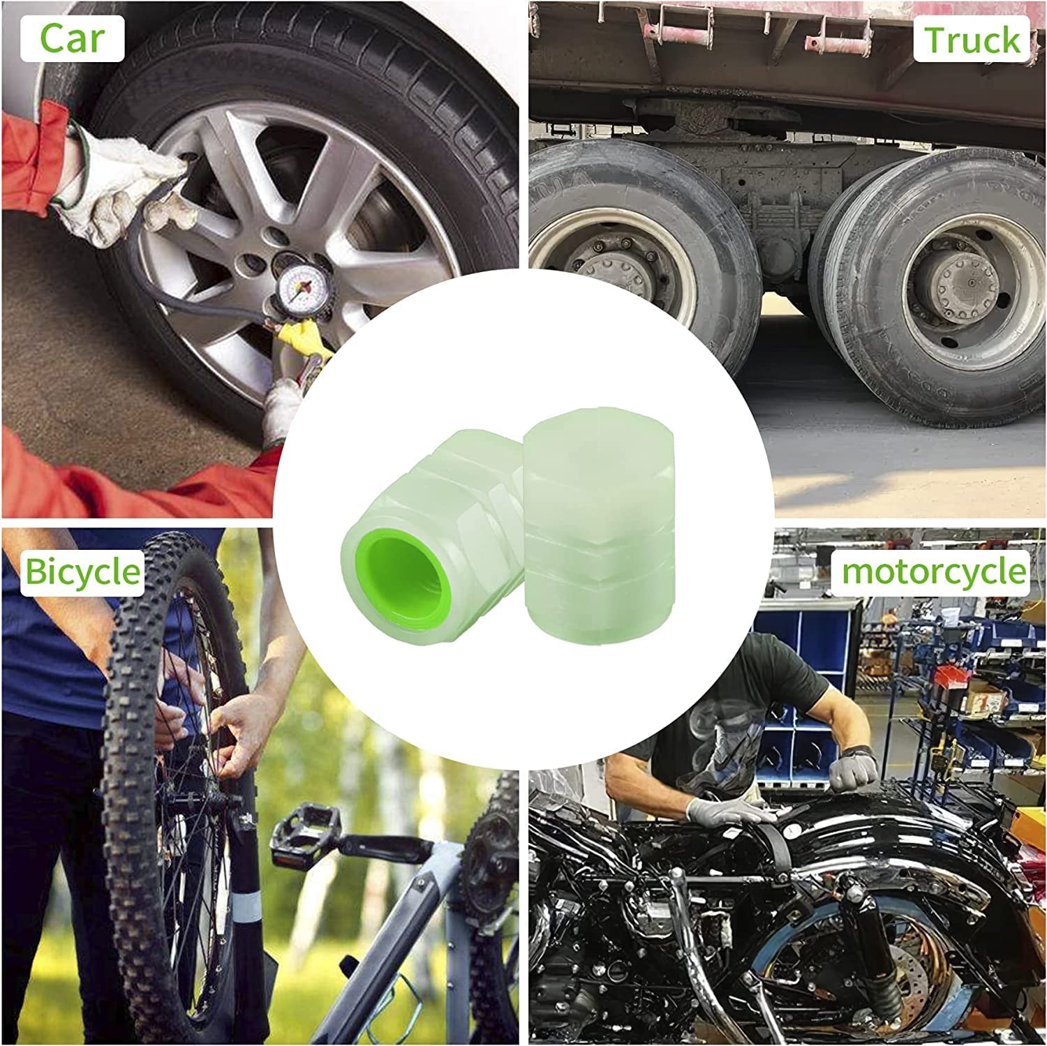 Tyre Valve Caps Luminous Glow Car Tire Air Stem Valve Cap Covers vaal cap ( 4 Pcs Mix Colour) Your Brand