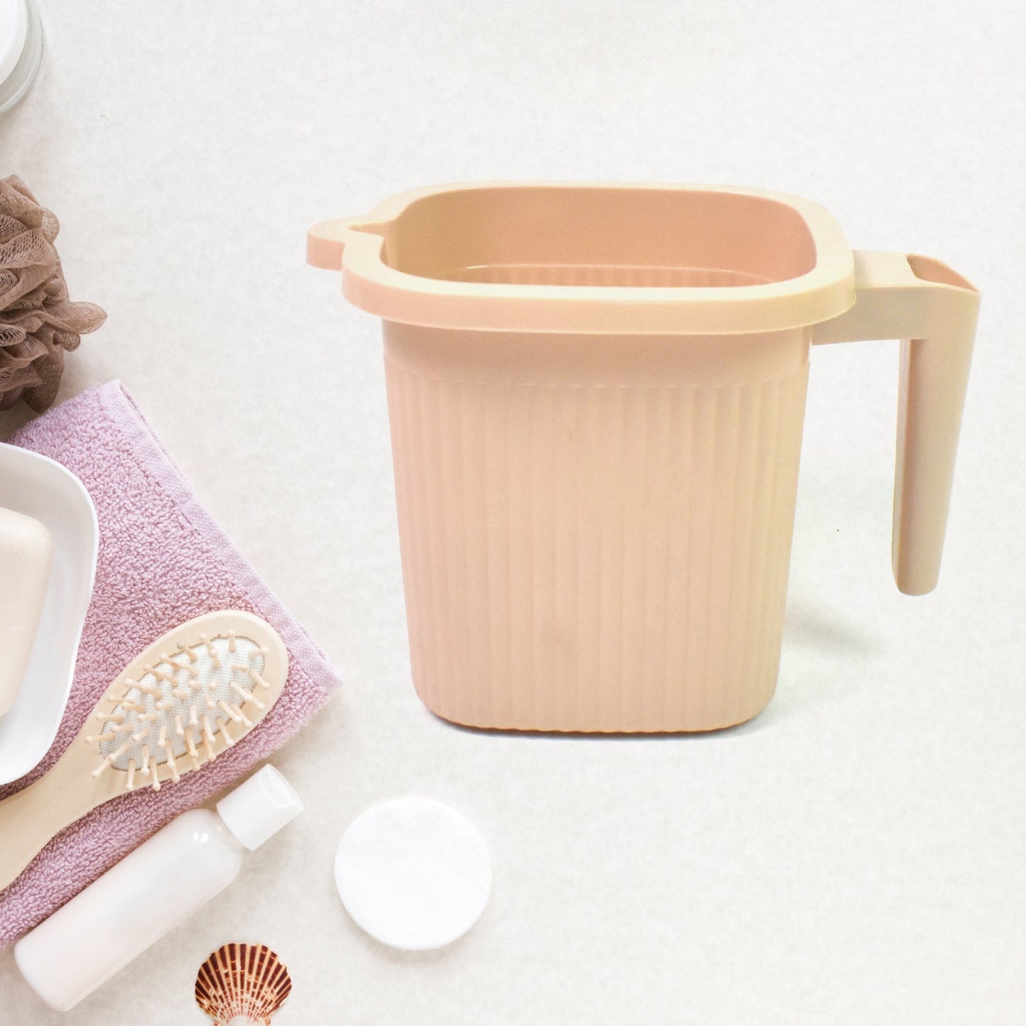 Plastic Square Bath Water Mug (4 Pc / 1000 ML / Mix Color) Your Brand