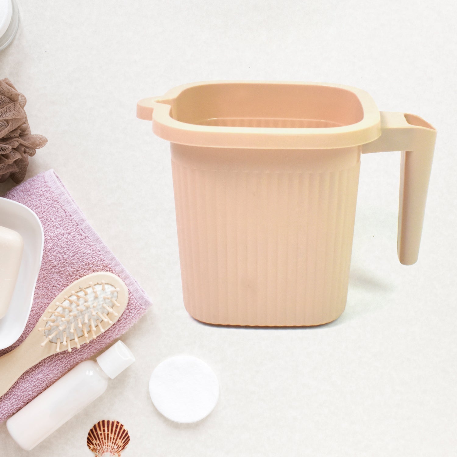 Plastic Square Bath Water Mug (4 Pc / 1000 ML / Mix Color) Your Brand
