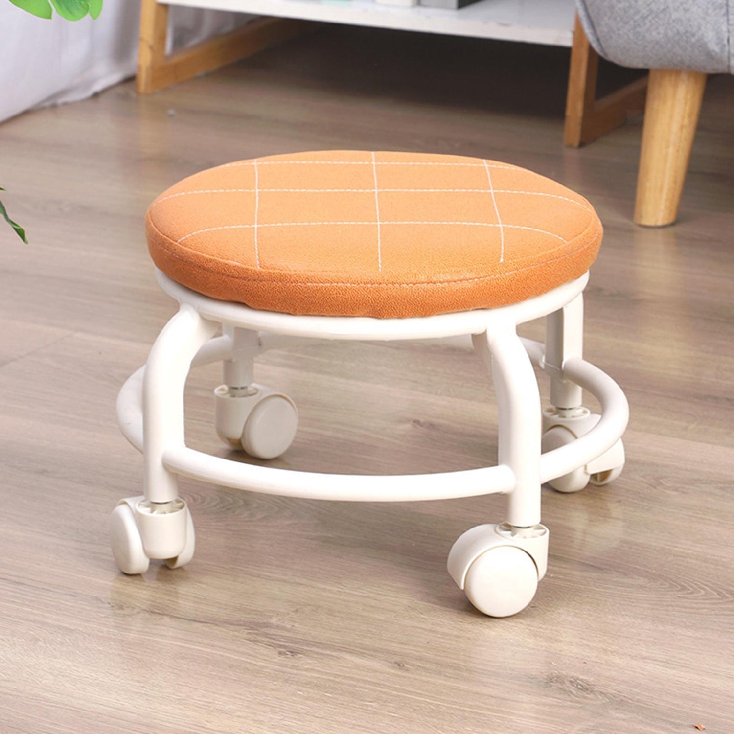 Roller Seat Stool Low Height Rolling Stool Multifunctional Small Household Movable Mini Stool Pulley Wheel Stool for Garage Home Library (1 Pc) Your Brand