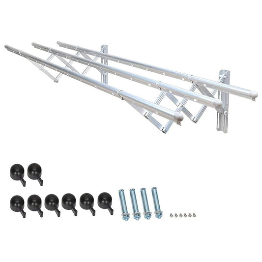 Clothes Rail Rack Clothes Drying Racks, Airer Clothes Drying Rack Wall Mounted Clotheshorse Clothes Airer Washing Cloth Line Extendable Fold Towel Rack Bar for Bathroom Indoor Outdoor Your Brand