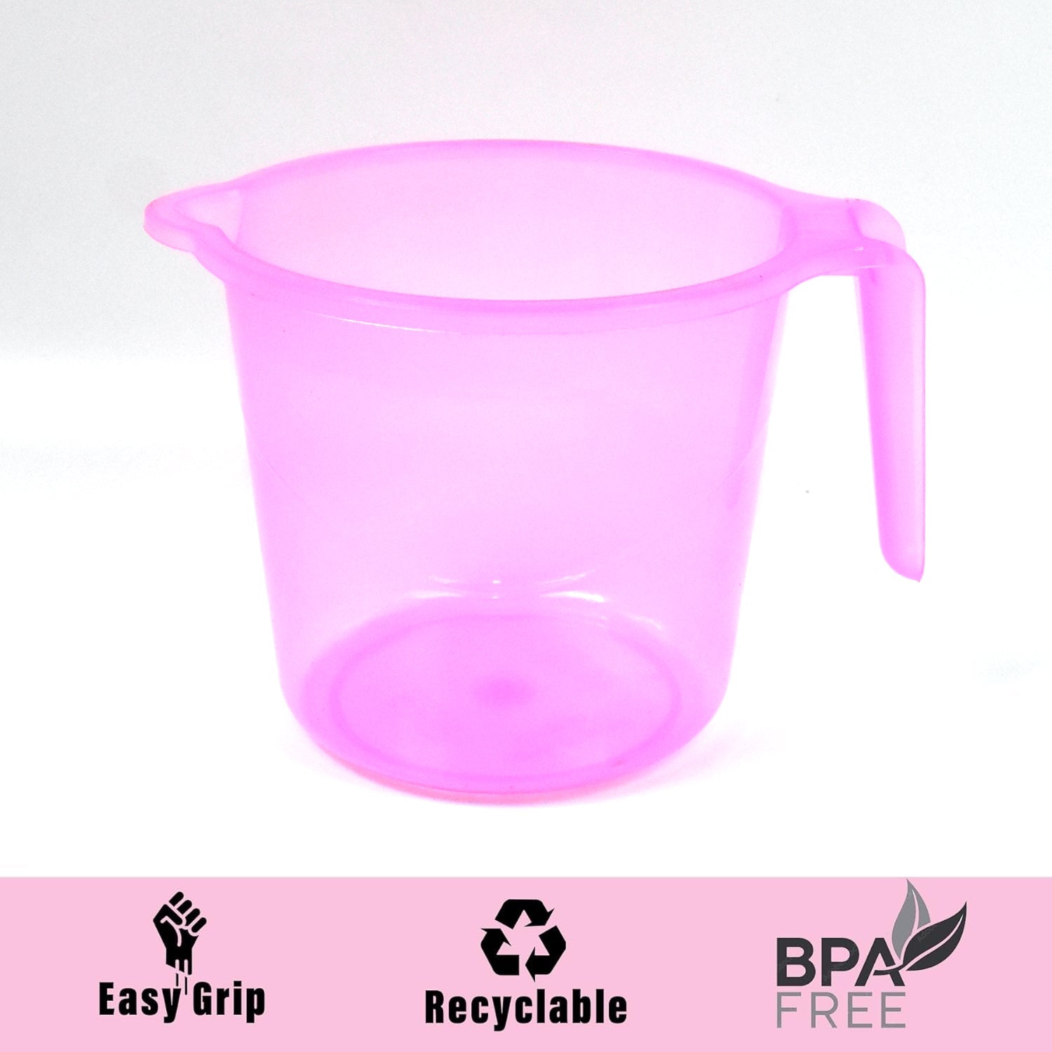 Plastic Round Transparent Bath Water Mug (5 pc / Mix colour / 1200 ML) Your Brand