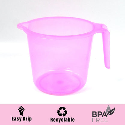 Plastic Round Transparent Bath Water Mug (5 pc / Mix colour / 1200 ML) Your Brand