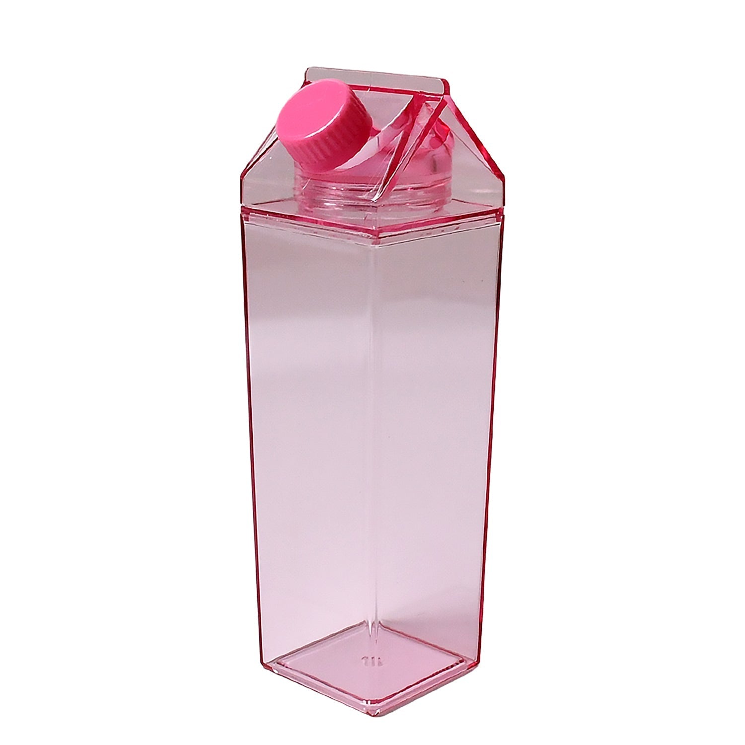 Plastic Milk Carton Colorful Clear Water Bottle, 17 Oz Portable Milk Box Leakproof Square Juice Bottle for Outdoor Sports Travel Camping Your Brand