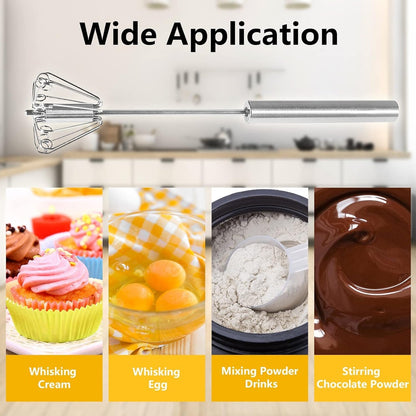 Small Stainless Steel Egg Whisk, Hand Push Rotary Whisk Blender (1 Pc / 27 Cm) Your Brand