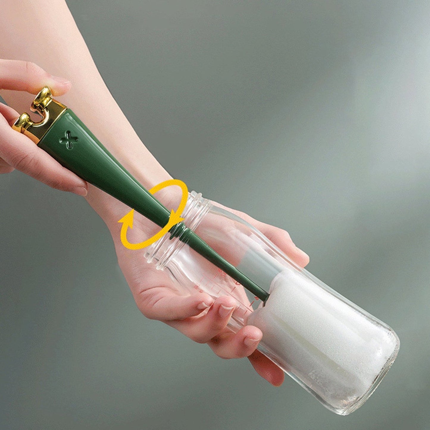 Multifunctional Silicone Bottle Cleaning Foam Brush with Plastic Long Handle (1 Pc) Your Brand