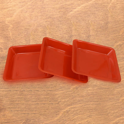 Square Plastic Halwa Dinner Plate Snacks Tray Set for Home Office 3 Pcs
