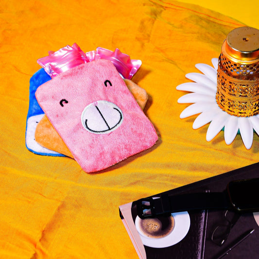 Pink small Hot Water Bag with Cover for Pain Relief, Neck, Shoulder Pain and Hand, Feet Warmer, Menstrual Cramps. Your Brand