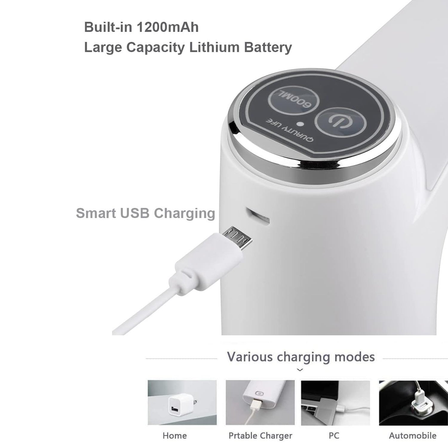 Water Dispenser, Portable Water Bottle Pump USB Charging Electric Automatic Drinking Pump, Portable Drinking Dispenser Pump for Home Kitchen Living Room Office Camping Your Brand