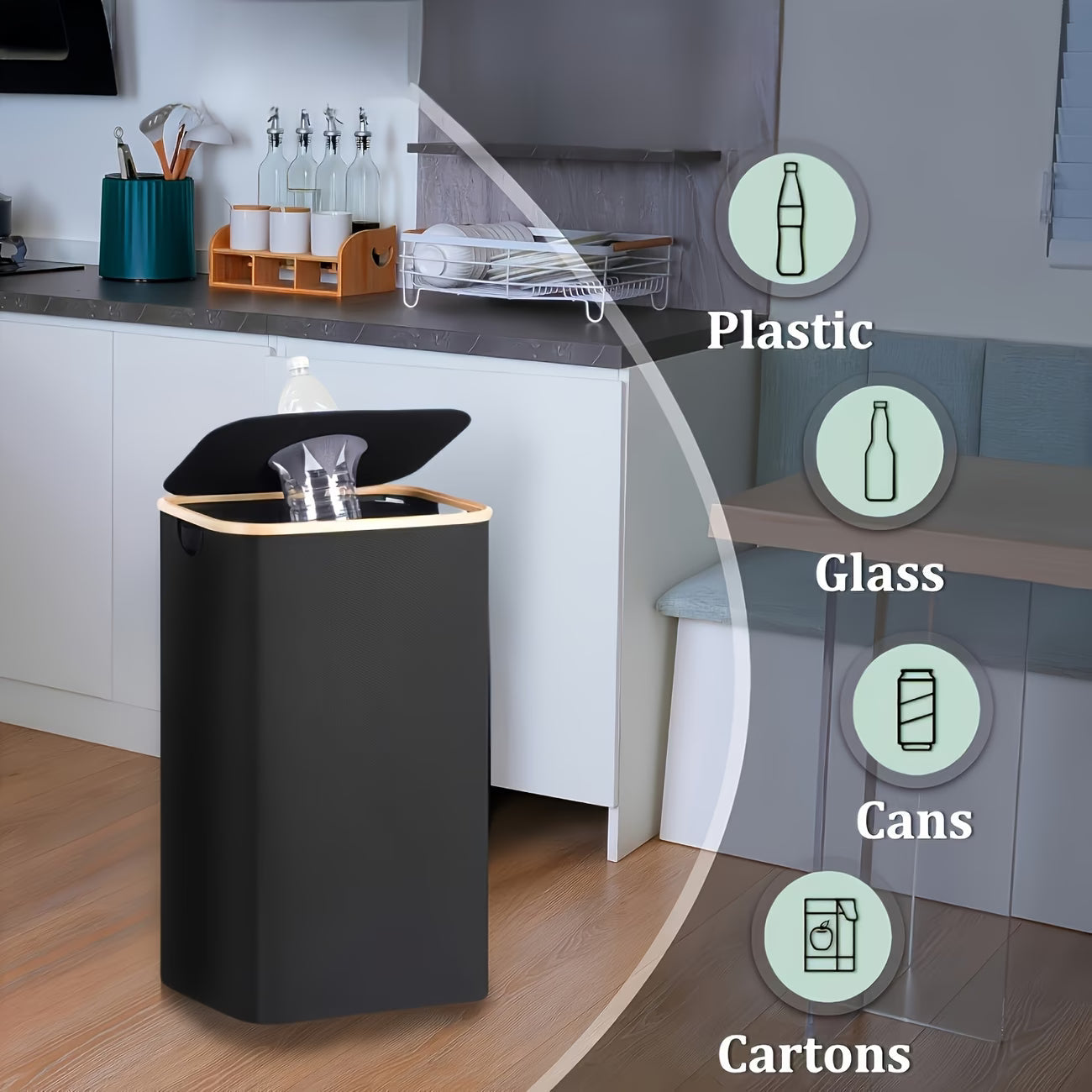 100L Large Capacity Smart Waste Bin with Removable Inner Bag
