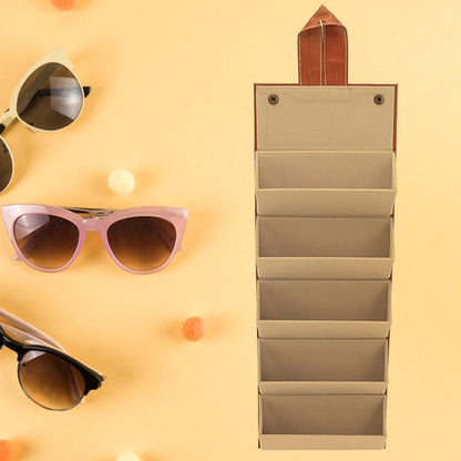 5 Slots Sunglasses Organizer Box, Glass Holder Box, spectacle case of sunglasses, Specs case, Foldable Travel Glasses Case Storage (1 Pc) Your Brand