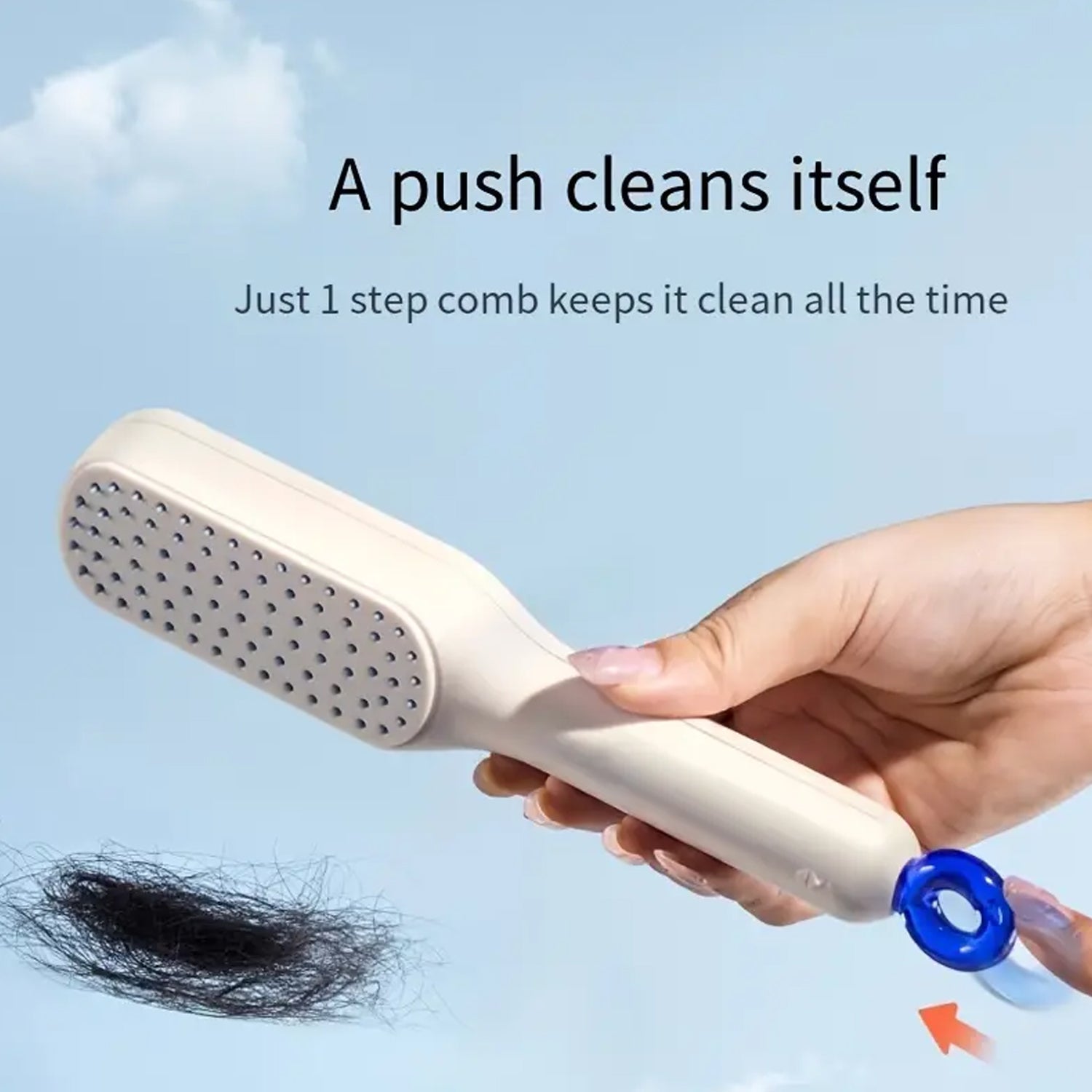 Self-Cleaning Hairbrush, Self-Cleaning Anti-Static Detangling Massage Comb, One-pull Clean Scalable Rotate Lifting Self Cleaning Hairbrush Hair Styling Tools Your Brand