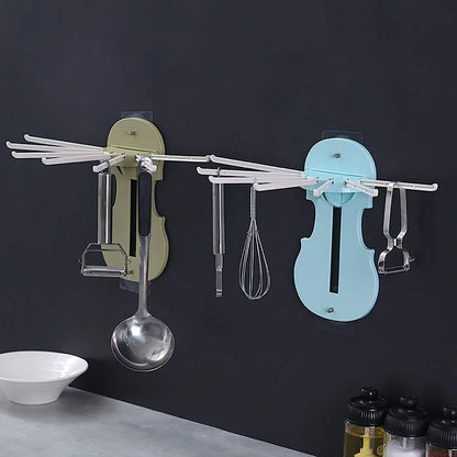 Plastic 7-in-1 Multifunction Retractable Wall-Mounted Pull-Out Hanger Rack Without Punching Hooks Up for Kitchen Bathroom Your Brand