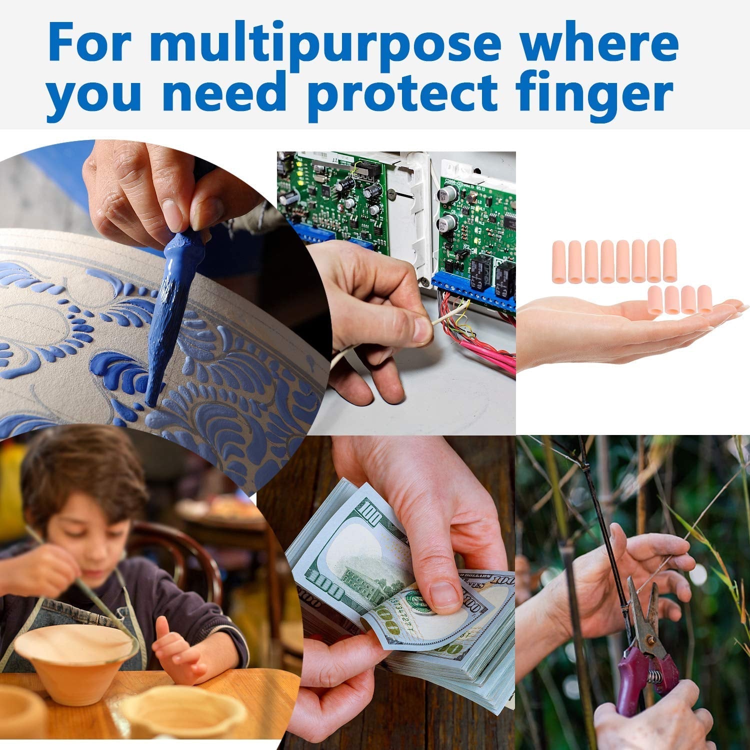 Finger Caps, Silicone Finger Protectors Sleeves (Finger Cots / 145 Pcs Set Approx) Your Brand