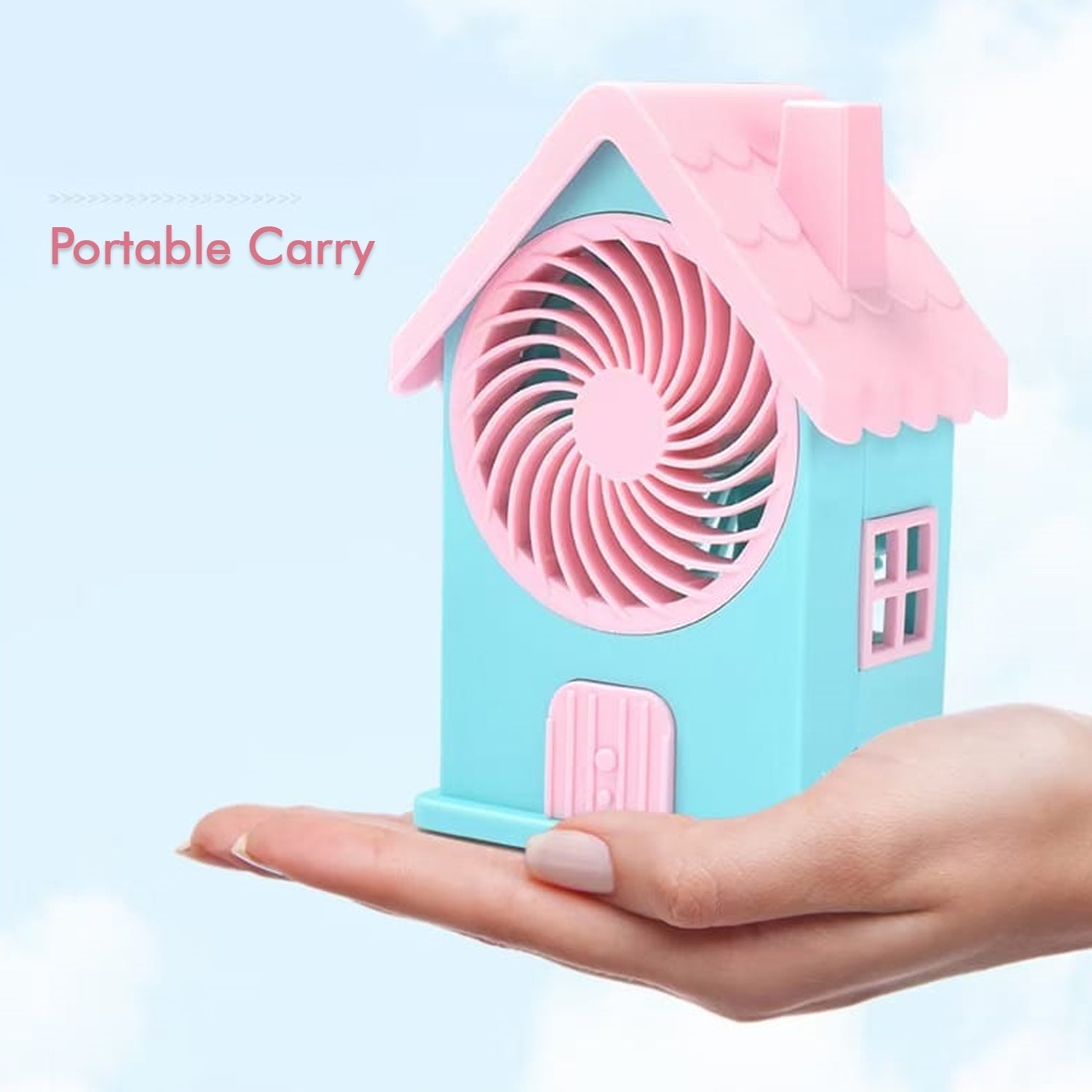 Mini House Fan House Design Rechargeable Portable Personal Desk Fan For Home , Office & Kids Use (Battery Not Include) Your Brand
