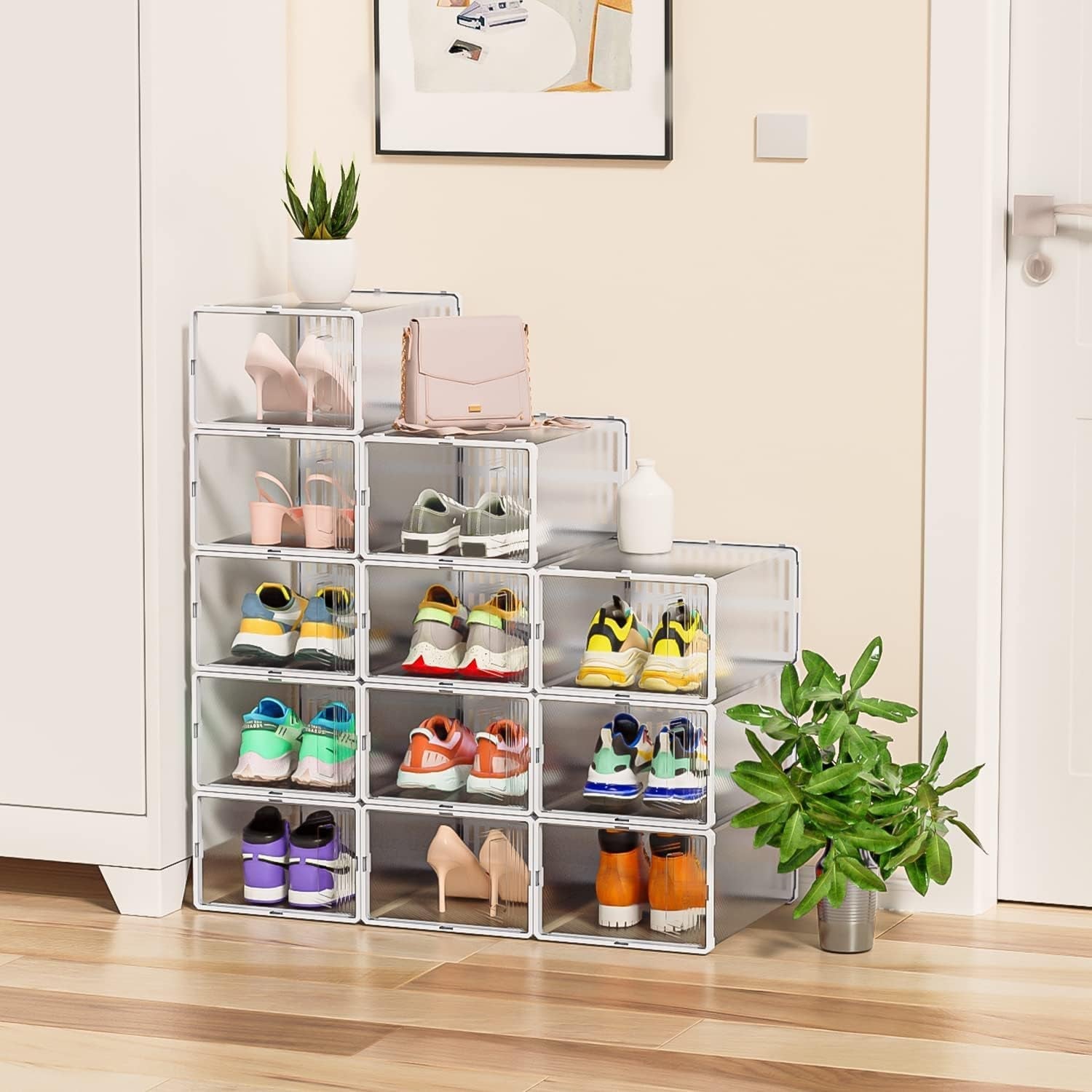Plastic Stackable Shoe Storage Box (1 Pc) Your Brand