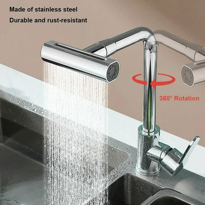 Multifunction Shower Waterfall Kitchen Faucet, 360° Rotation Waterfall Kitchen Faucet, Touch Kitchen Faucet, Faucet Extender for Kitchen Sink, Swivel Waterfall Kitchen Faucet for Washing Vegetable Fruit (4 In 1 ) Your Brand