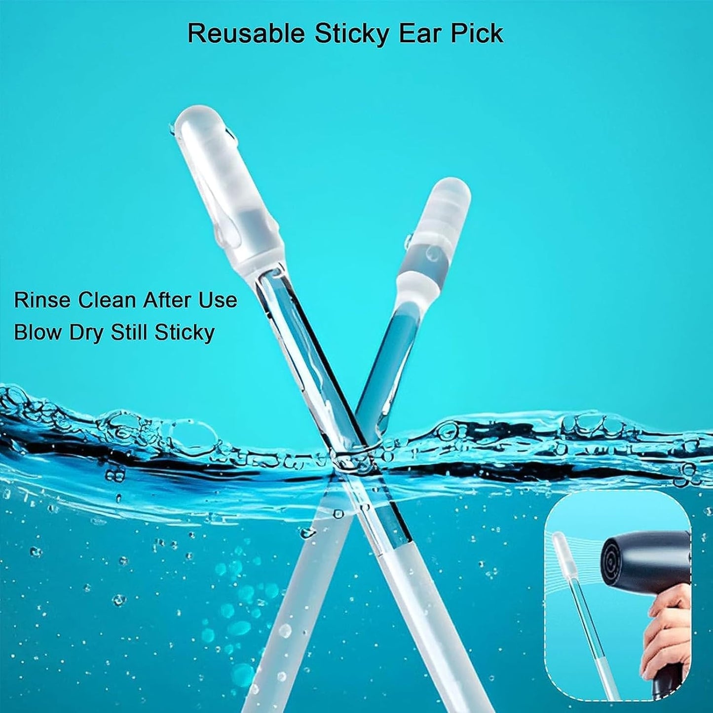 Ear wax Cleaner Stick Silicone Reusable Sticky Ear wax Removal Kit (12 Pcs Set) Your Brand