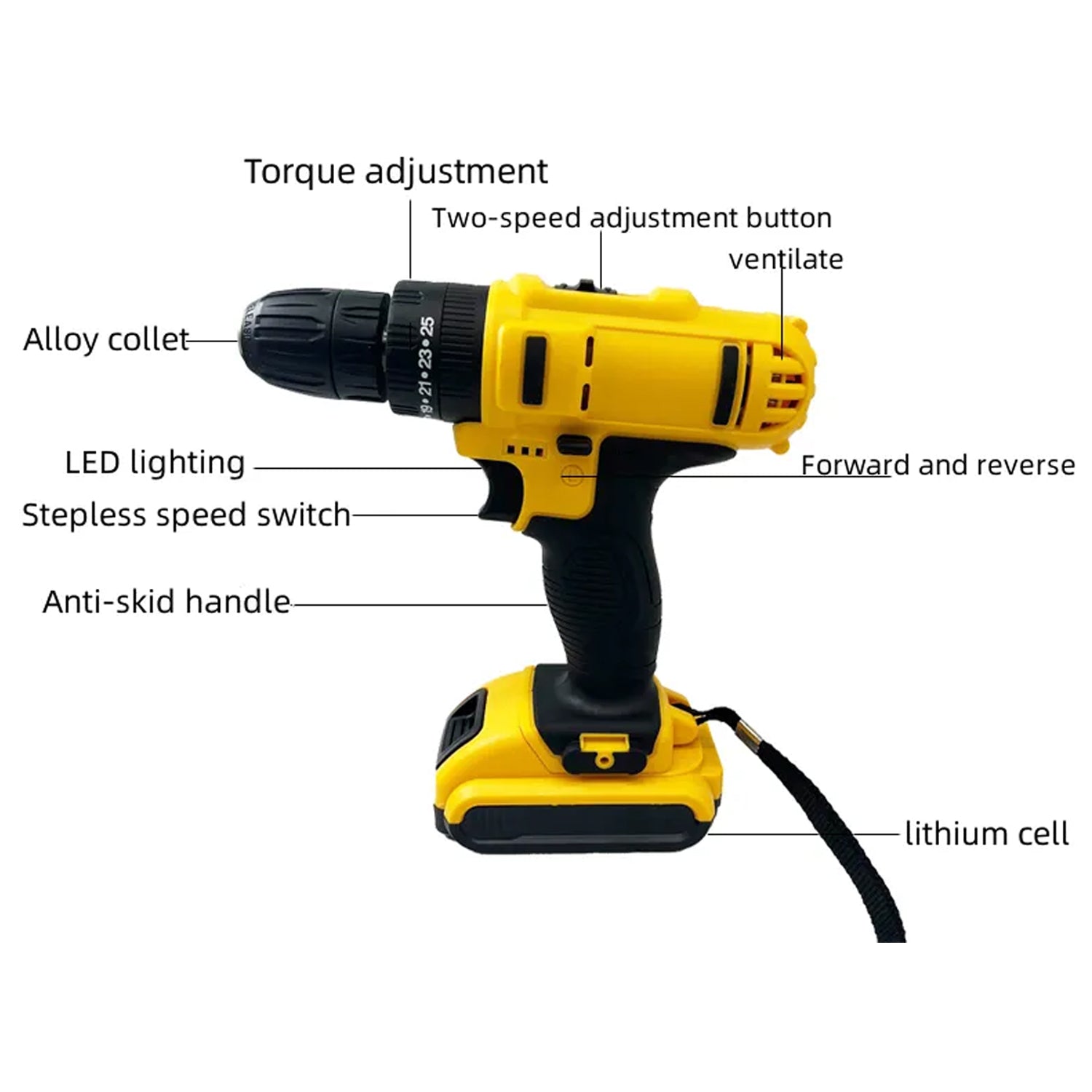 24 V lithium Double battery cordless drill set (29 Pcs Set) Your Brand