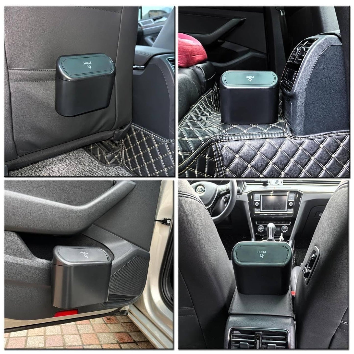 Mini Car Trash Can with Lid, Waterproof Car Trash Bin Storage Box (1 Pc)