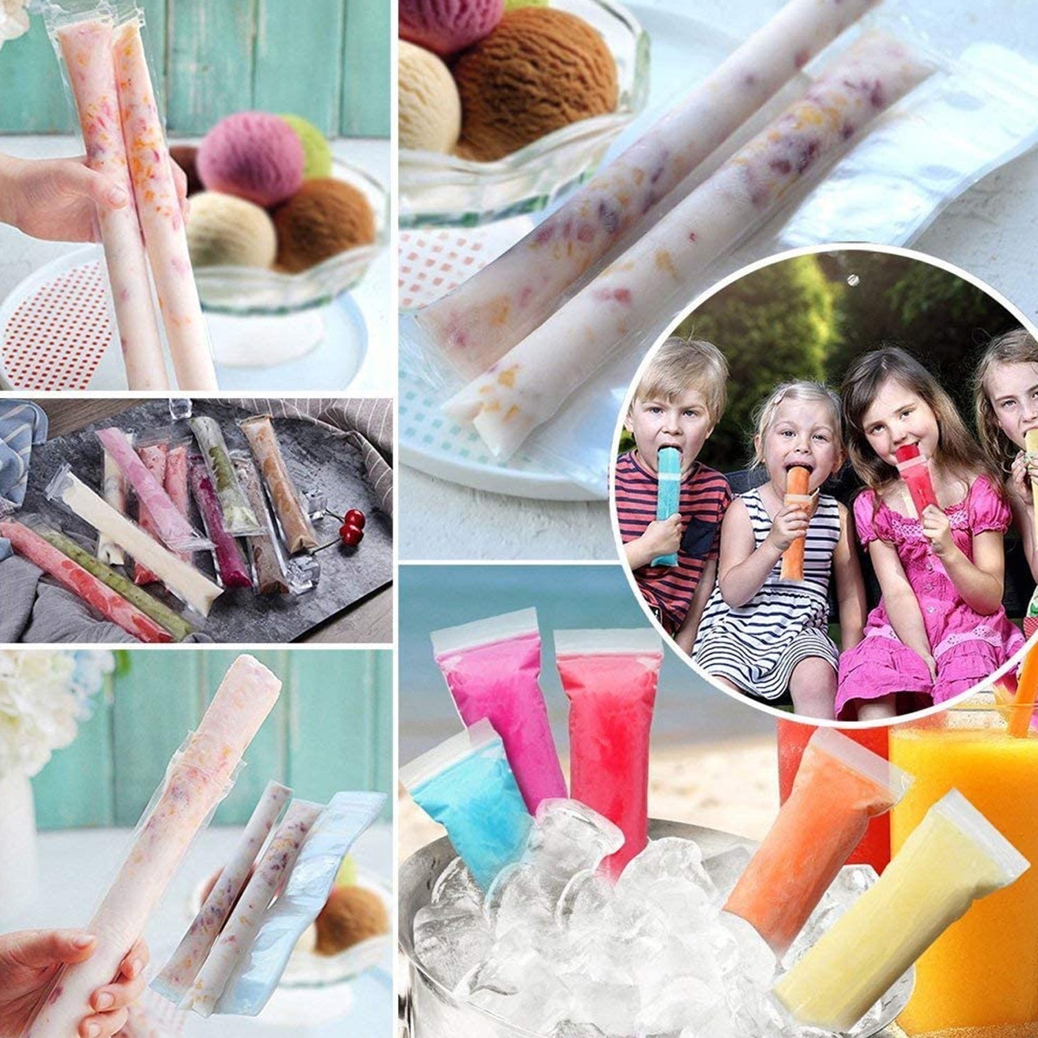 Homemade Popsicle Maker Manual Ice Cream Machine With Approx 20 Pcs Packing Bag Popsicle Mold Convenient Maker Manual Ice Cream Machine For Kids Adults DIY, Reusable Your Brand