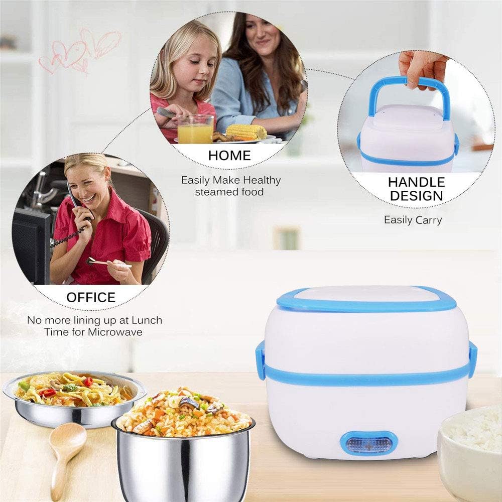 Electric Lunch Box Portable Food Warmer Food Heating Lunch Box Removable Food-Grade Stainless Steel Compartments, 220V 200W, for Car, Truck, office  Your Brand