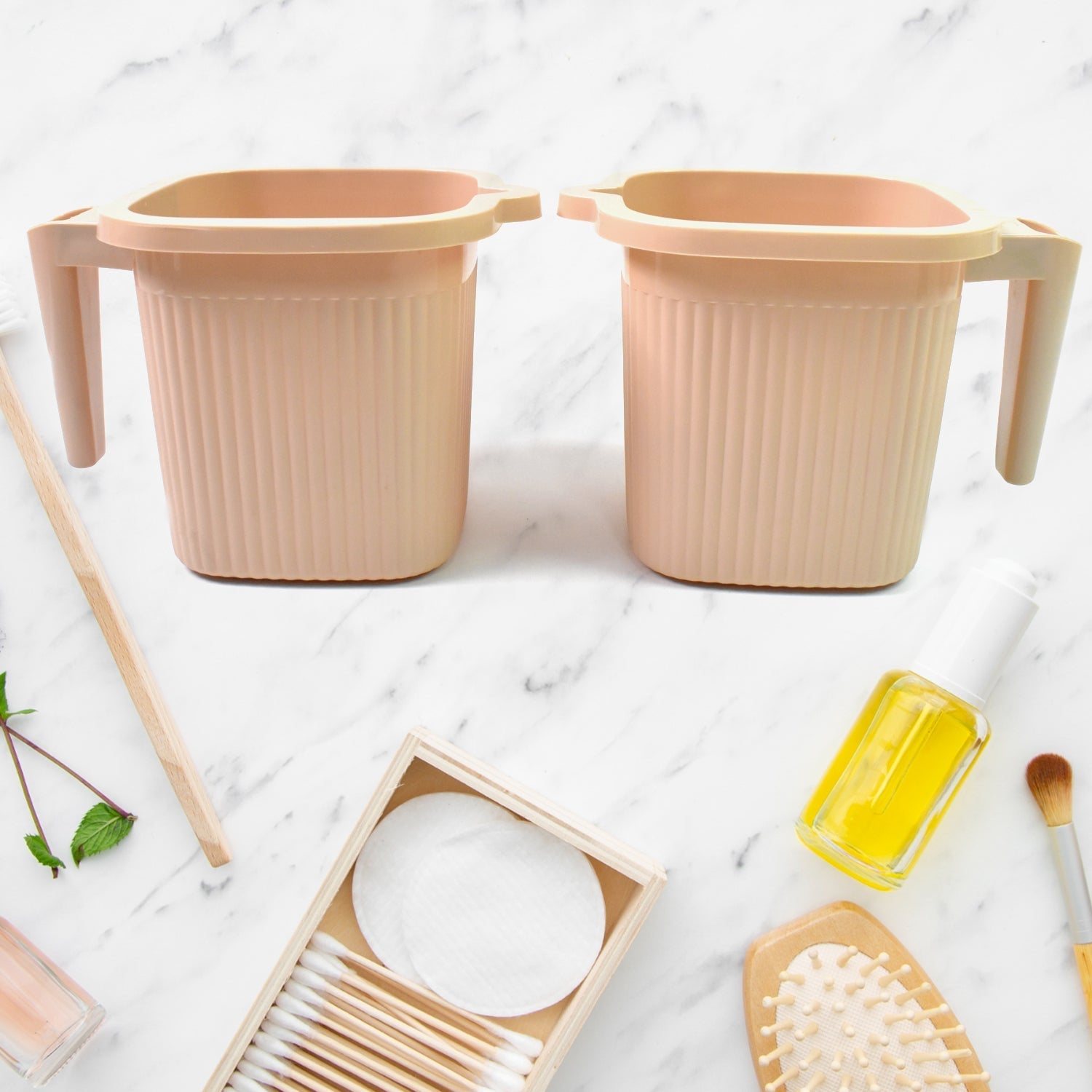 Plastic Square Bath Water Mug (4 Pc / 1000 ML / Mix Color) Your Brand