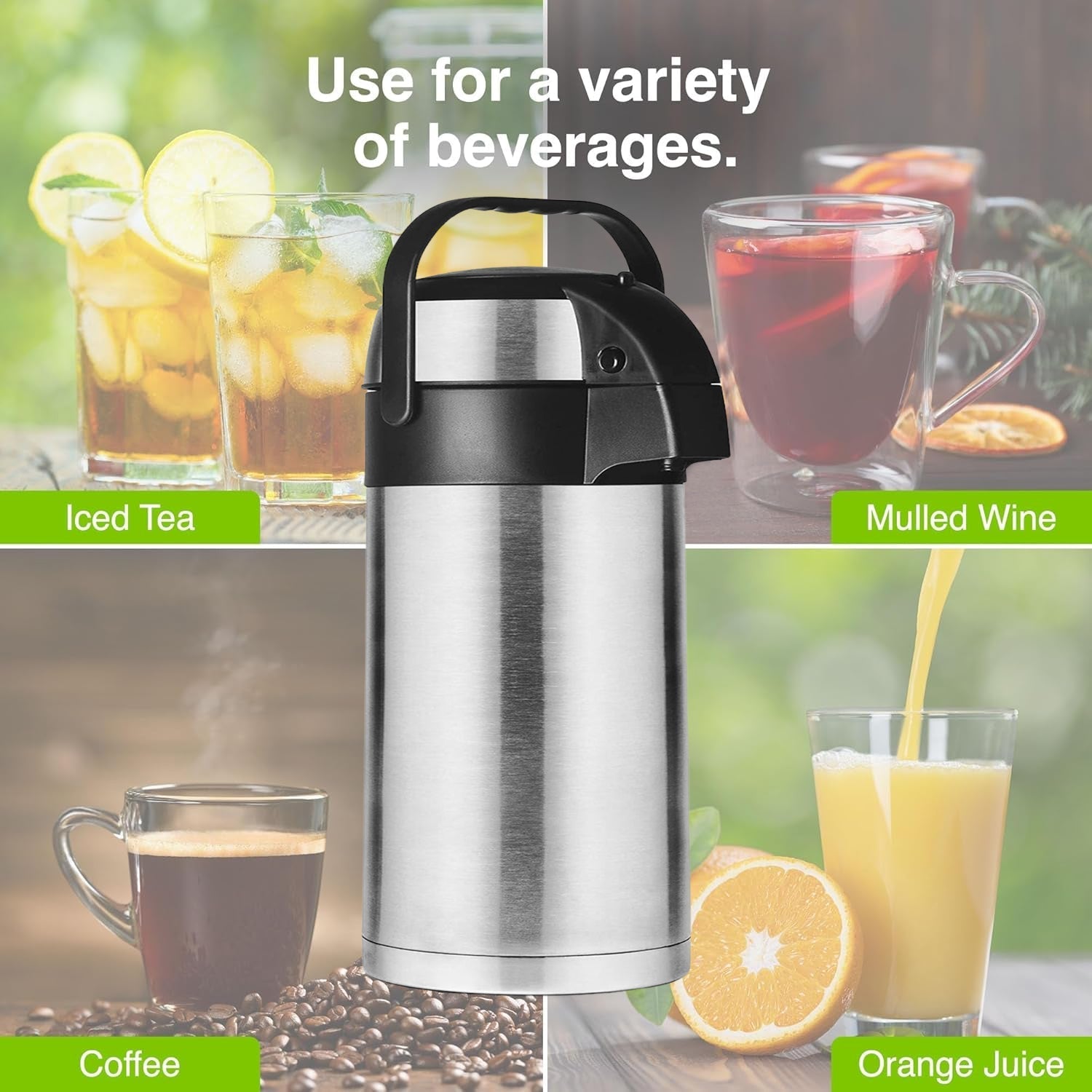 Beverage Dispenser Stainless Steel for Serving Tea and Coffee, Thermos steel (2500 ML) Your Brand