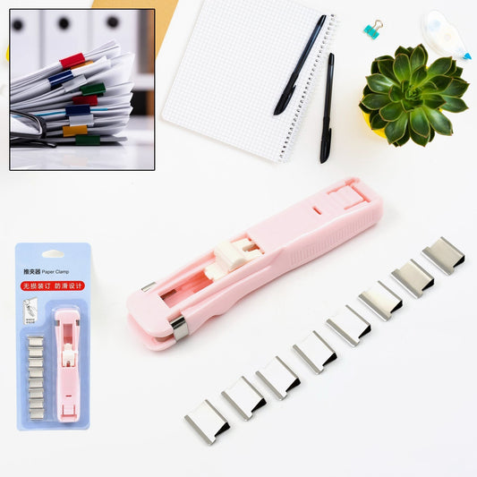 Portable Paper Clamp With 8 Pcs Clip Dispenser Handheld Paper Fast Clam (1 Set) Your Brand