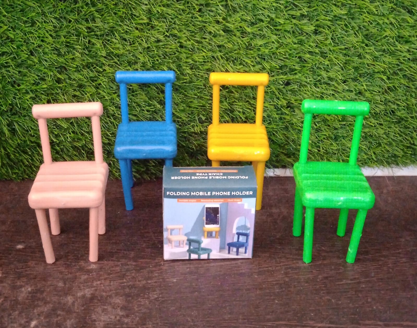 Mobile Phone Holder, Mini Chair Cell Phone Stand, Portable Smartphone Dock, Cellphone Holder for Desktop Design Compatible with All Mobile Phones (1 Pc) Your Brand