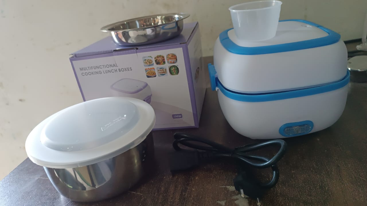 Electric Lunch Box, 3 In 1 Food Heater / Cooker / Steamer with Stainless Steel Bowls (1 Set) Your Brand