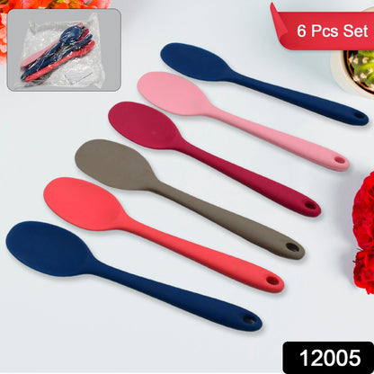 Multipurpose Silicone Spoon, Silicone Basting Spoon Non-Stick Kitchen Utensils Household Gadgets Heat-Resistant Non Stick Spoons Kitchen Cookware Items For Cooking and Baking (6 Pcs Set) Your Brand