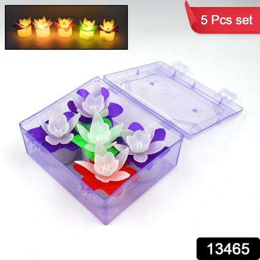 Decoration Candles/Led Diwali Decor Lotus Flower Candle (5 Pc) Your Brand