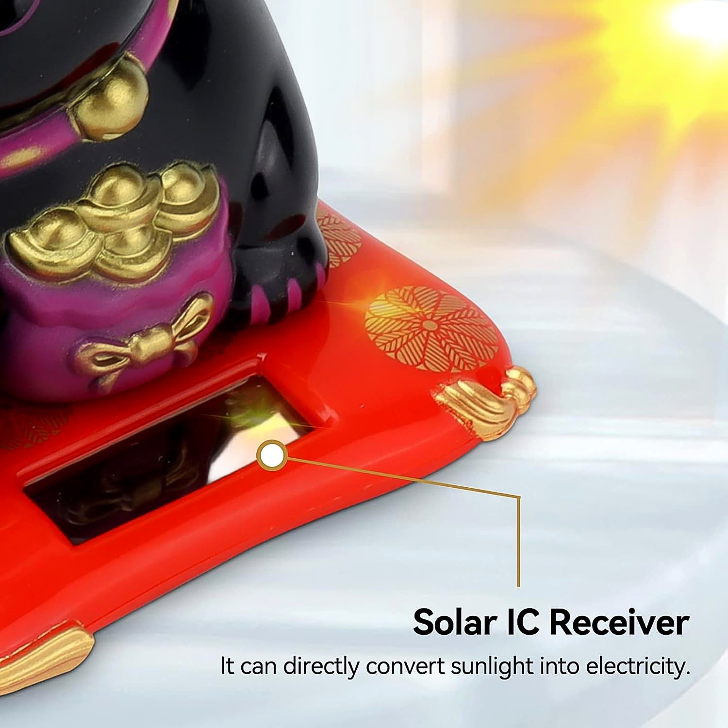 Solar Powered Happy Cat Beautiful With Arm Waves Wealth Cat (1 Pc  Mix Color) Wukusy
